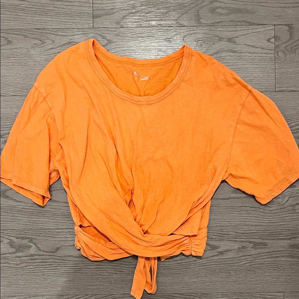 aerie Orange Tie-Front Crop Top